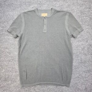 WESTON Jon Boucher Henley Shirt Men's Medium Green Knit Poly Blend